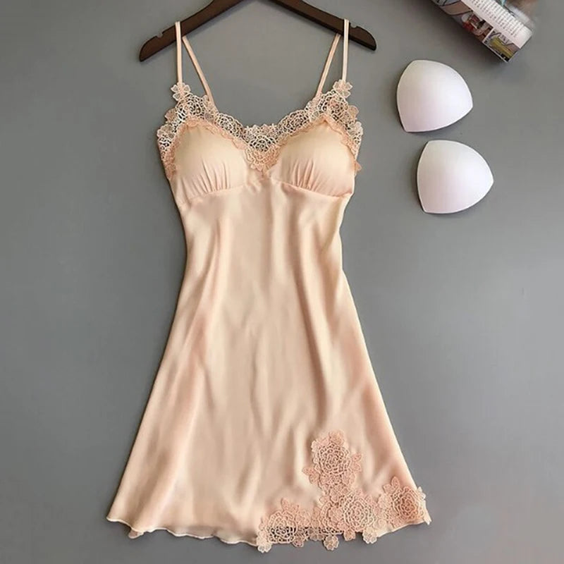 Silk Satin Nightdress for Women – Sexy Lace Sleepwear